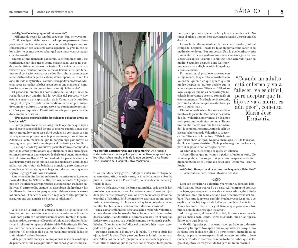 PaliativosA's tweet photo. “Las cuidadoras del buen morir”, hermoso reportaje de @Revista_Sabado y @mat_sanchez sobre el profundo trabajo que realizan las enfermeras paliativistas con enfermos terminales @PaliativosA https://t.co/fe4qKhlVZY