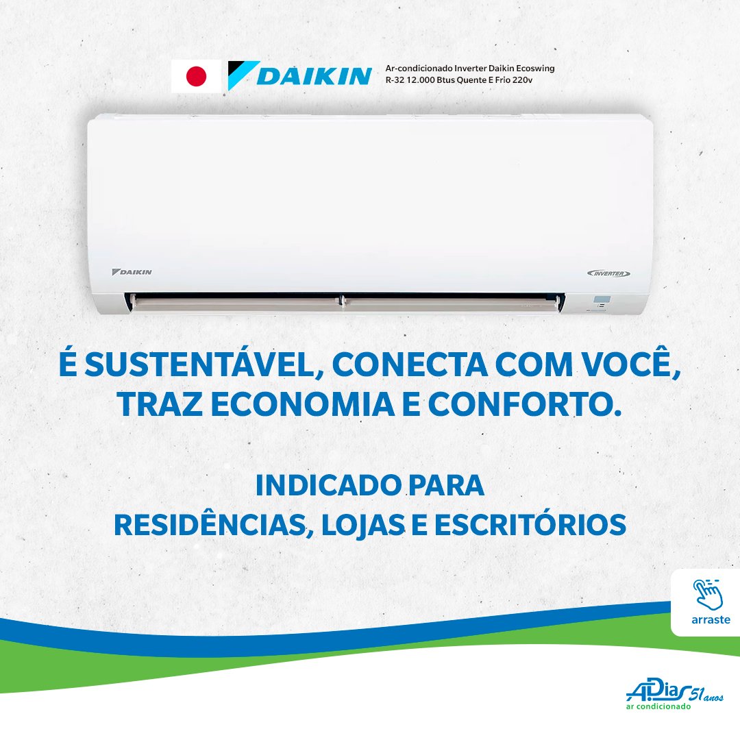 Ar Condicionado Inverter R-32 Daikin Ecoswing 12000 Btus Frio 220v