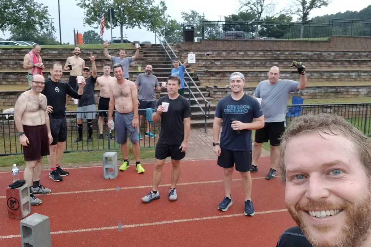 F3Popper's tweet image. 14 strong PAX mumblechattered through murder bunnies and reverse murder bunnies at The Hooch AO in week 1 of the Iron-PAX challenge. Convalesced at coffeeteria after. Hosted DR @KeithCreuer from @F3NewOrleans - Respect, Respect. @F3Alpha @F3IronPax