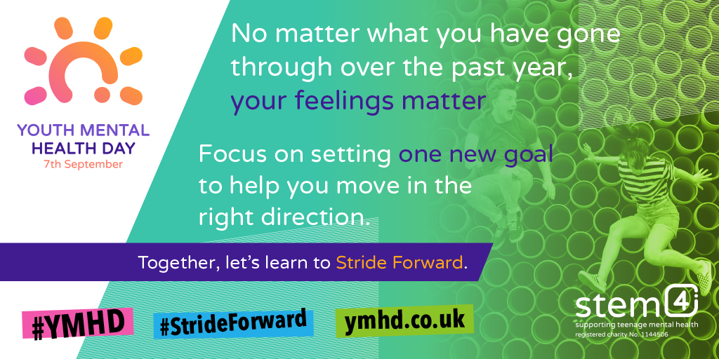 CYPwellbeing's tweet photo. Youth Mental Health Day 2021 #YMHD @stem4org 2day! Looking 4ward 2hearing the ways YPs are #StridingForwards. We recognise lockdowns might b over, but the impact of th pandemic might last for some time + continuing support is needed. #mhsm #mentalhealth #MentalHealthAwareness https://t.co/hIu1KfILb3