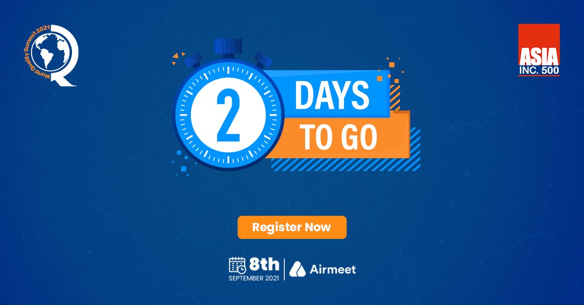 WQS_Official's tweet photo. 2 Days to go for #WQS2021 - a premium event that brings together QA experts &amp; practitioners on a single platform to share insights and discuss challenges to find out solutions to help businesses keep up the pace post-pandemic. Register now: https://t.co/V5ilWYvNFH https://t.co/CGajci057r
