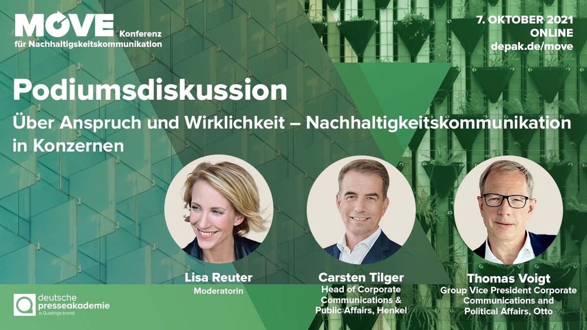 Wie gelingt Konzernen wie <a href="/Henkel/">Henkel</a> und <a href="/OttoGroup_Com/">Otto Group</a> eine glaubwürdige, strategische, ganzheitliche #Nachhaltigkeitskommunikation?  <a href="/Voigt_OttoGroup/">Thomas Voigt</a> und <a href="/ctilger/">Carsten Tilger</a> geben auf der digitalen #MoveKonferenz Antworten. Zum kompletten Programm: bit.ly/depak-move