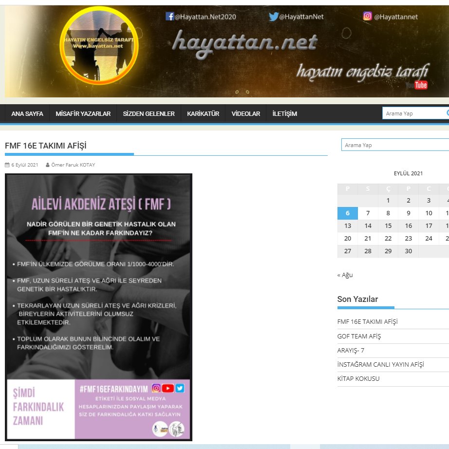 Afişlerimiz Hayattan.net sitesinde✨<a href="/HayattanNet/">Hayattan.net</a> <a href="/RaDiChallenge/">RaDiChal</a> #fmf #fmfhastalığı #nadirhastalık