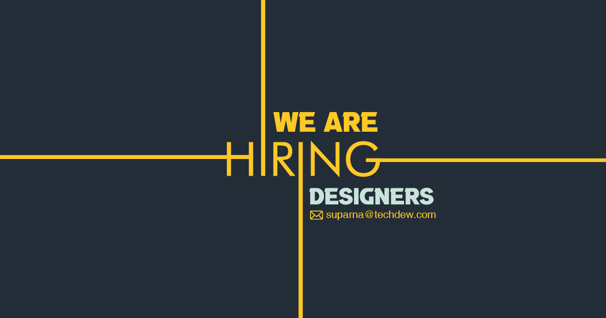techdew's tweet image. JOIN TEAM TECHDEW
We are hiring Designers (0-5yrs exp)
Send your resume to suparna (at) techdew(dot)com
#Designer #DesignerJob #UIDesign #GraphicDesign #VisualDesigner #Dew #techdew