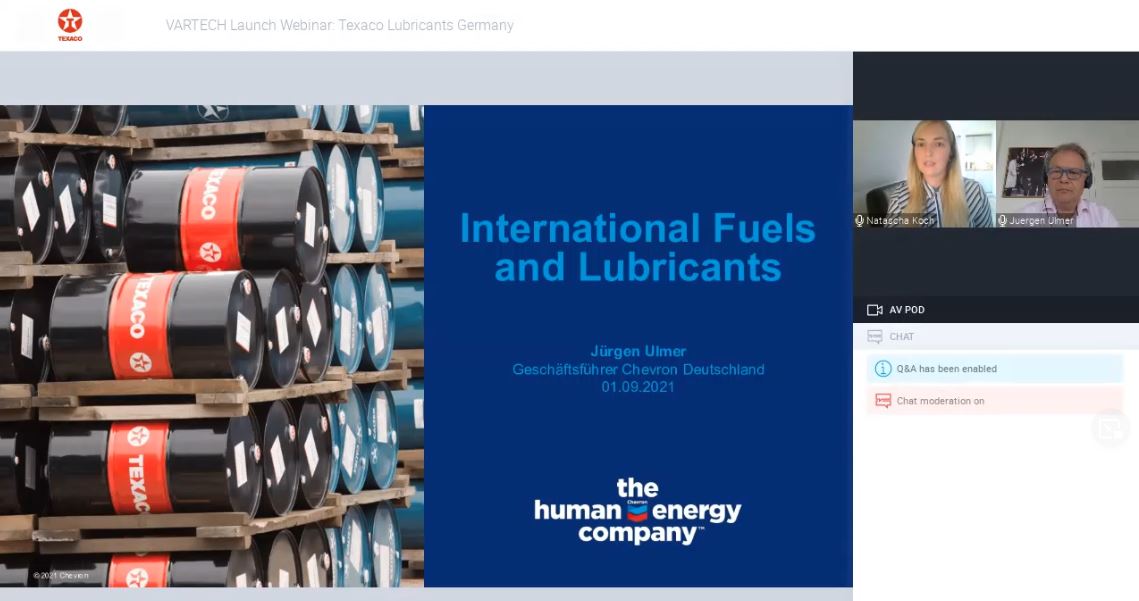 about_comm's tweet image. Chevron hat den neuen VARTECH Industrial System Cleaner gelauncht. In einem spannenden Webinar haben Pressevertreter erfahren, wie die VARTECH-Technologielösung die Sauberkeit eines Systems verbessert und warum "Varnish" (Ablagerungen) entsteht. Danke für die Zusammenarbeit!