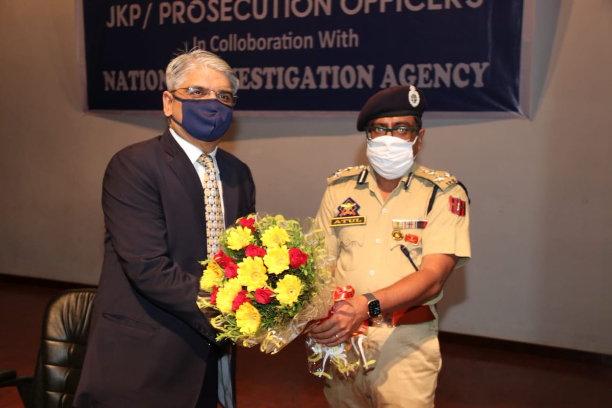 JmuKmrPolice's tweet photo. As part of PHQ's initiative of upgrading and updating skills of officers/personnel of J&amp;K Police, 3rd phase joint capacity building Prog with National Investigation agency (NIA) was organised at Police Auditorium Jammu.Hon'ble Justice Sanjay Dhar was chief guest on the occasion. https://t.co/gqk4zbWXw5