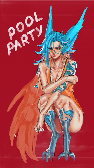 Pool party idea for my Birb#LeagueOfLegends #LeagueOfLegendsFanArt #Xayah #KDA #Evelynn 