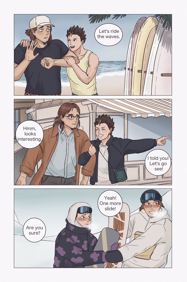 It was kinda challenging to draw 4 pages of coloring comic[4/4] but but I'm glad to be able to tell my story of how Asahi is changing and becoming braver with Nishinoya's help and passion for adventures💪🏼 #asanoya 