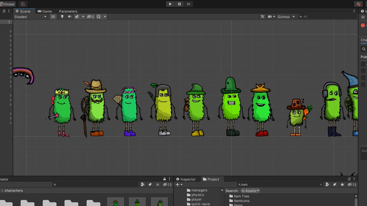 New system for generating NPC tree characters is up and working, thanks <a href="/NinjaISV/">Ninja</a> for the good setup! 
One step closer to making the next village to explore!
#indiedev #gamedev #adventuresoftree #indie #Unity