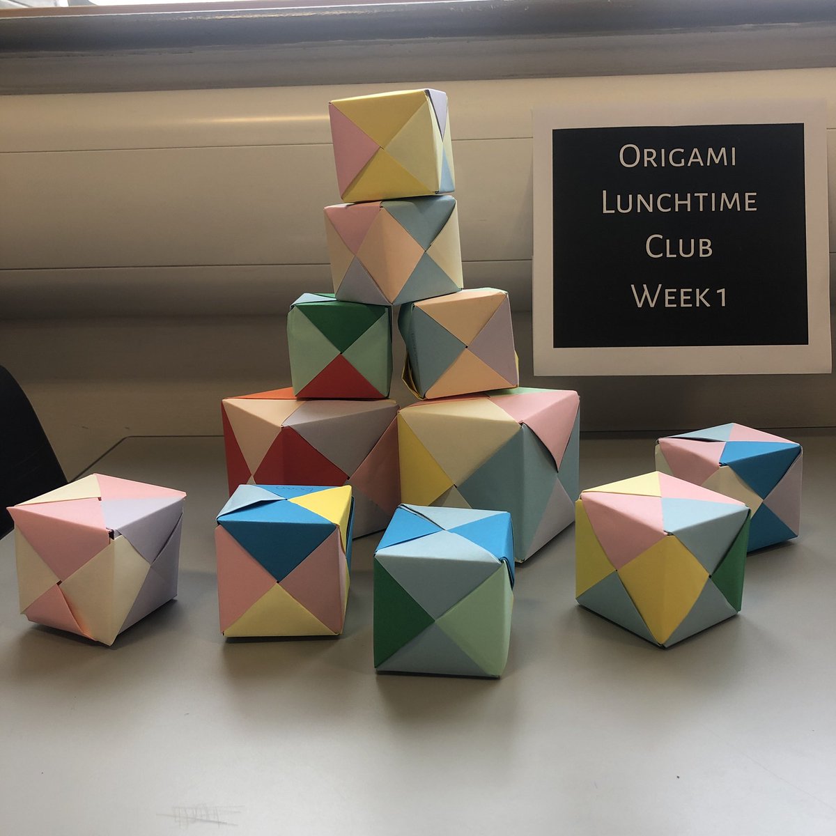 MissHKMaths's tweet photo. Great work from our new origami club (and Mrs Neep) today 😆 https://t.co/yR2yab79DZ