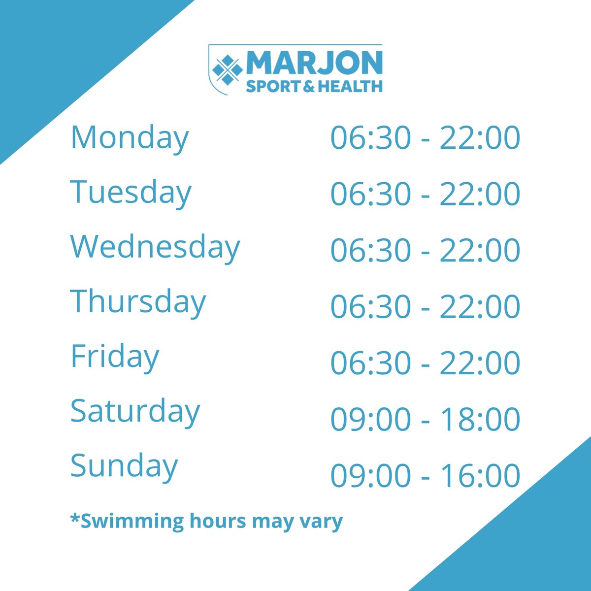 UPDATED OPENING HOURS
