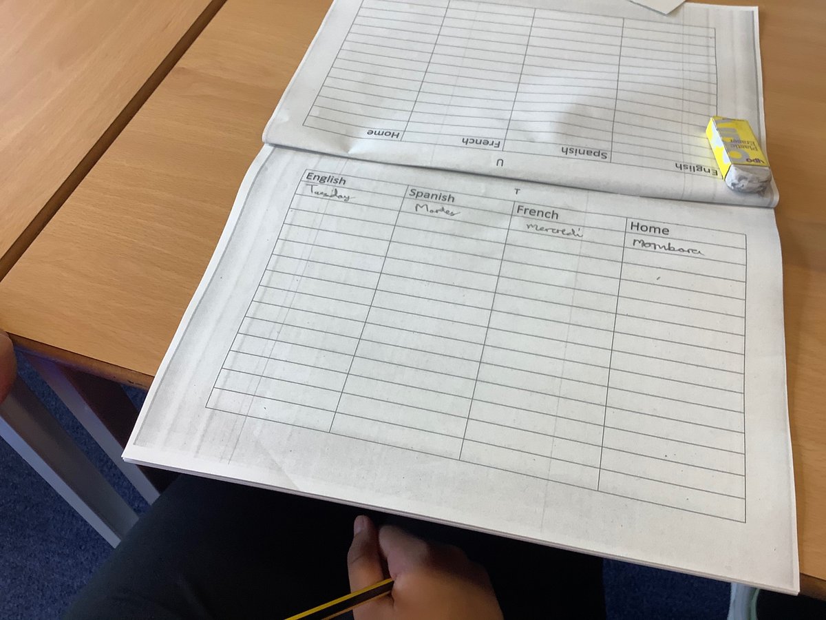 CraigourP12016's tweet photo. Modern Foreign Languages 1+2. Learning Days of the Week in Spanish and French. We are also finding these in our home languages and building our own Languages dictionary. We have already found lots of similarities between words in Spanish and French. #TeamUnstoppable #MFL1+2 https://t.co/cIr0LdKdiW