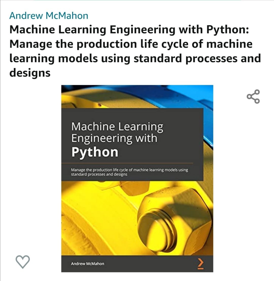 aesroka's tweet image. Just preordered my copy of the upcoming Machine Learning Engineering with Python by @ElectricWeegie

Hopefully I can convince him to sign it for me!

@PacktPub #DataScience #MachineLearning #MachineLearningEngineering