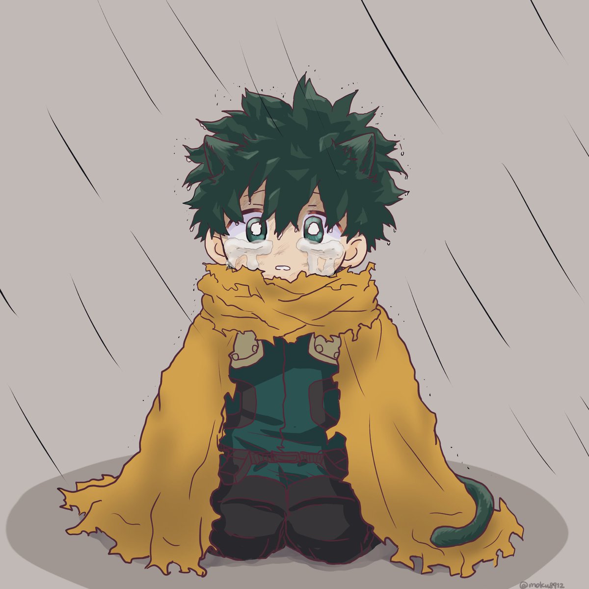 midoriya izuku male focus 1boy kemonomimi mode green hair green eyes tail solo  illustration images