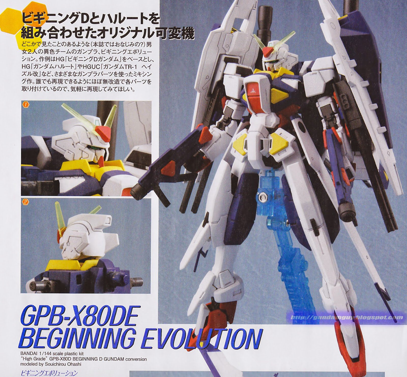 ガンダムビルドシリーズ ガンプラ紹介bot ビギニングエボリューション アスメ シンゴとミシマ サキが使用する Hg ビギニングdガンダム の改造機 Hg ガンダムハルート や Hg ガンダムtr 1 ヘイズル などのパーツを組み込むことで 高速飛行形態