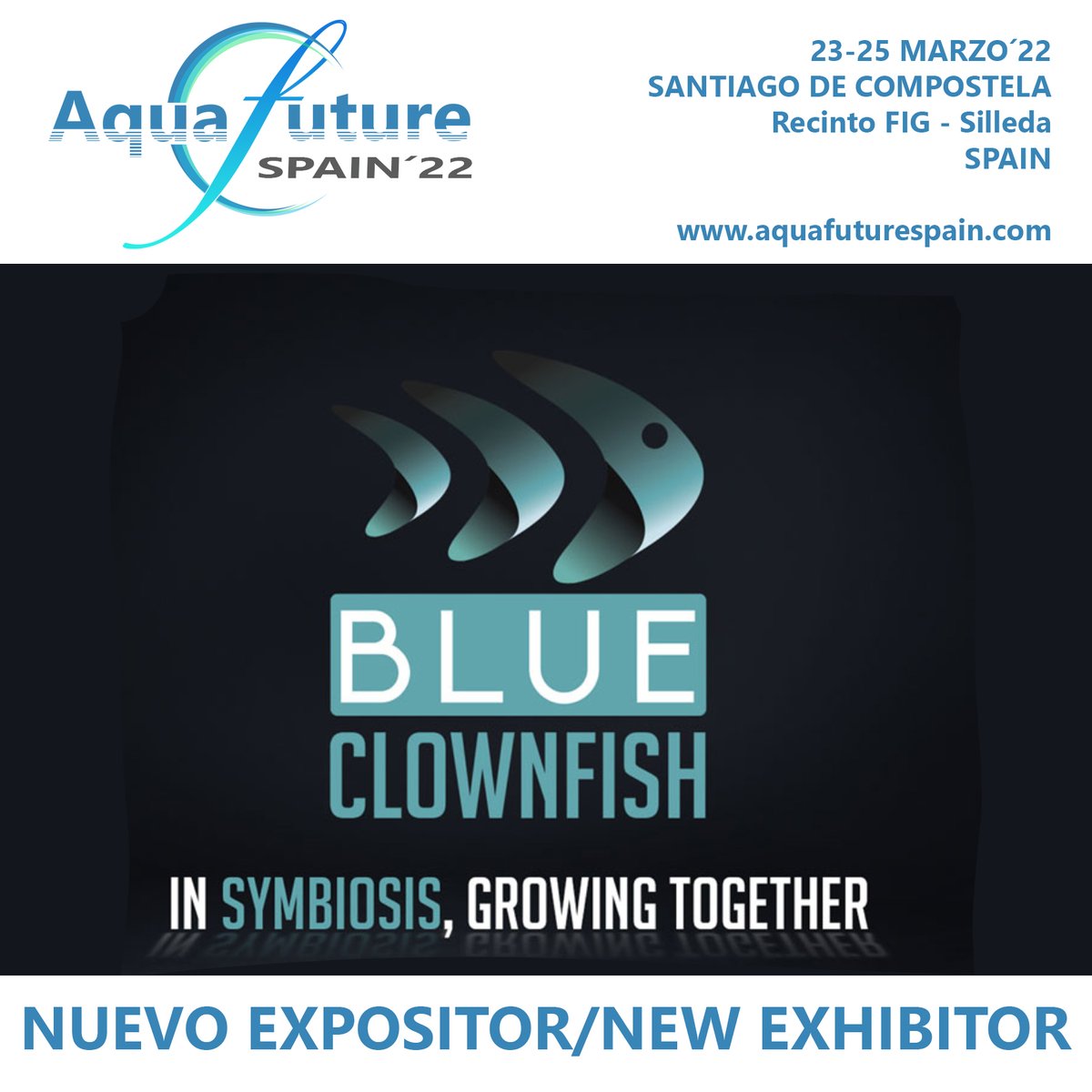 Nuevo expositor en aquafuturespain.com, desde Madrid - España, BLUECLOWFISH, empresa dedicada a proyectos de  investigación para la reproducción y engorde de especies.