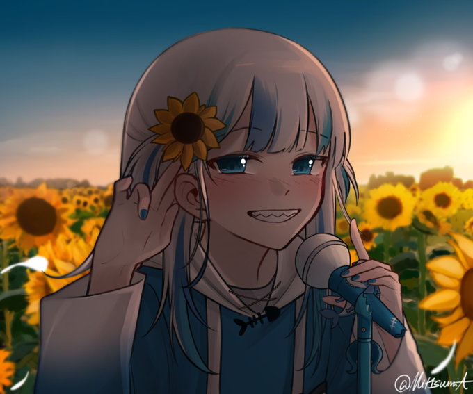 The summer karaoke was the best, filled me with warmth and joy🌻💙 #gawrt 