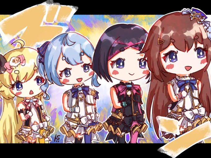 そらちゃん4周年おめでとうございます!4周年記念ライブ楽しみに!🐻⚒️☄️🐏✨
#soraArt #AZKiART #ほしまちぎゃらりー #つのまきあーと 