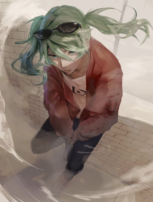 「green hair standing」 illustration images(Popular)
