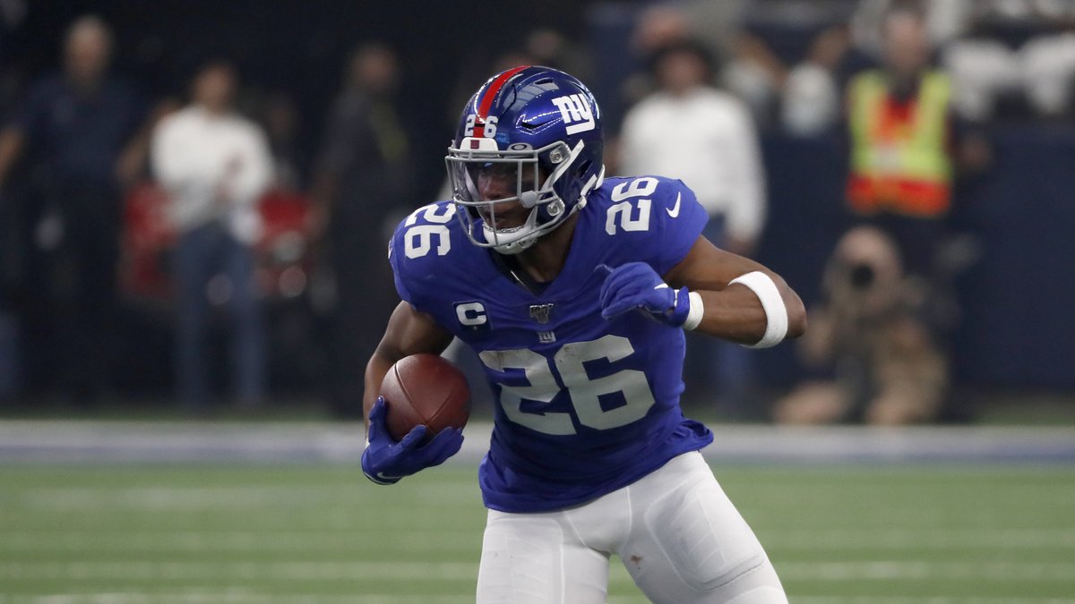 FanDuel's tweet photo. Who finishes with more rushing yards? 🤨

RT: Saquon Barkley
Like: Jonathan Taylor https://t.co/sNZpiyICbb