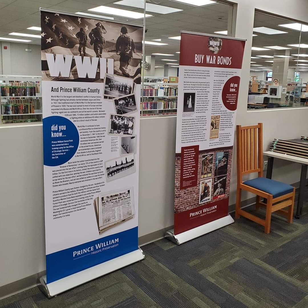 PWHPF's tweet photo. Have you been to the recently Central Community Library and noticed anything new? One of our newest #PopUpExhibit is currently on display!Interested in having one of these exhibits on display at your organization? Contact historicpreservation@pwcgov.org for info. #pwchistory https://t.co/ERHCnOpfk2