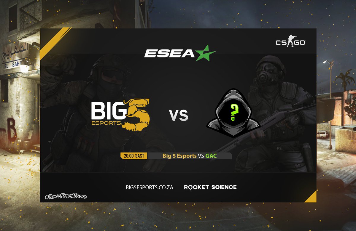 Big5Esports's tweet image. We have an official against @gamersanonclan, and a familiar face in @GodsNotD3ad. It is for ESEA Intermediate so it&apos;s only a BO1. 

#RoarFromAfrica 🦁
@RocketScienceZA 🚀