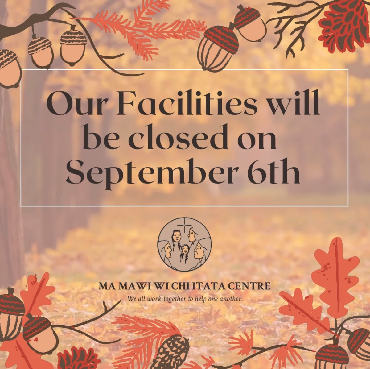 Ma_Mawi's tweet photo. Our sites are closed today. That includes the COVID testing site and the vaccination site. Have a beautiful day and we will see you back tomorrow!
#Winnipeg #SeptemberLong https://t.co/GPRVgREVEZ