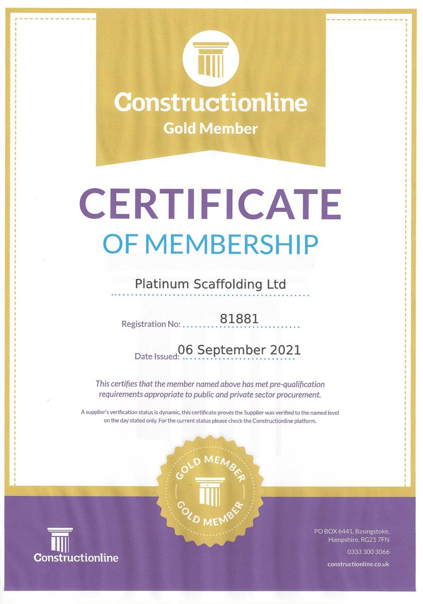 PlatinumScaff's tweet photo. Platinum Scaffolding are Constructionline Gold for the third year in a row. https://t.co/JiGF8MdvrB