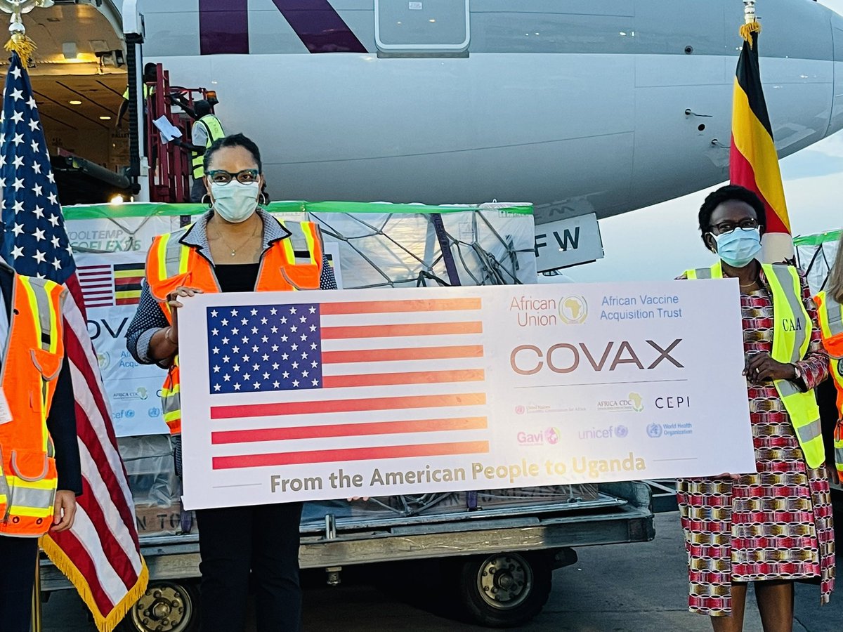 MinofHealthUG's tweet photo. Uganda receives a donation of 647,080 doses of the Moderna vaccine from the Government of the United States of America under the dose sharing arrangement through the COVAX Facility. This will supplement that ongoing COVID-19 vaccination exercise in the country. https://t.co/NJuFgV3Xq3