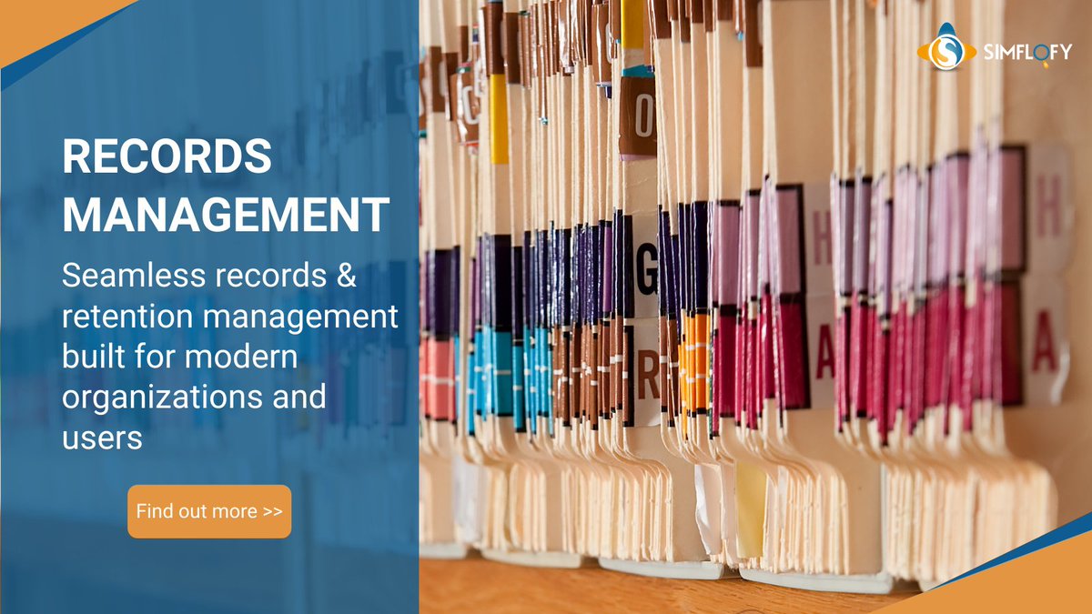 simflofy's tweet photo. The time spent searching for information can have a very real cost for your business. Simflofy Records Management lets organizations apply retention schedules, holds, and disposition actions across all business systems: https://t.co/IWKTDPSpcJ https://t.co/VIoC01DXgg