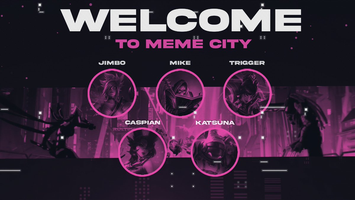 Welcome the new roster to the city, Some old faces and some new!

The team will be competing in UAL and other Master average leagues.

Top: <a href="/jimball234/">Jack Tian</a> 
Jungle: @FB_MikeV 
Mid: <a href="/TriggerMid/">Trigger</a> 
ADC: <a href="/Caspian7997/">Caspian</a> 
Support: <a href="/kattsuna/">Katsuna</a>