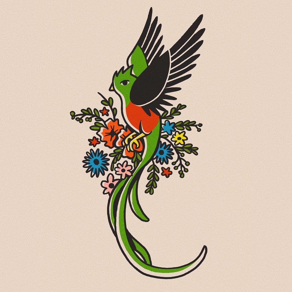 August tattoo illustrations. “Quetzal\, image size:1024x1024