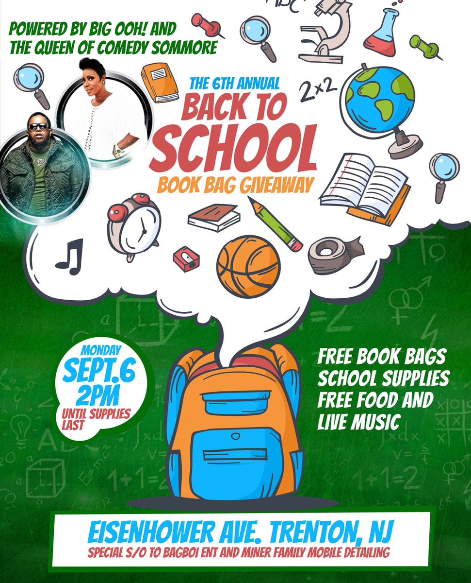 BIGOOH's tweet image. THe 6th Annual “ FREE Back to School Book Bag Drive “ is Going Down TODAY From 2️⃣pm - Until Supplies Last on Eisenhower Powered by : Myself &amp;amp; the Queen 👑 of Comedy : @Sommore ‼️#PullUp #OAight #WhatUpDoe 💯👑💯