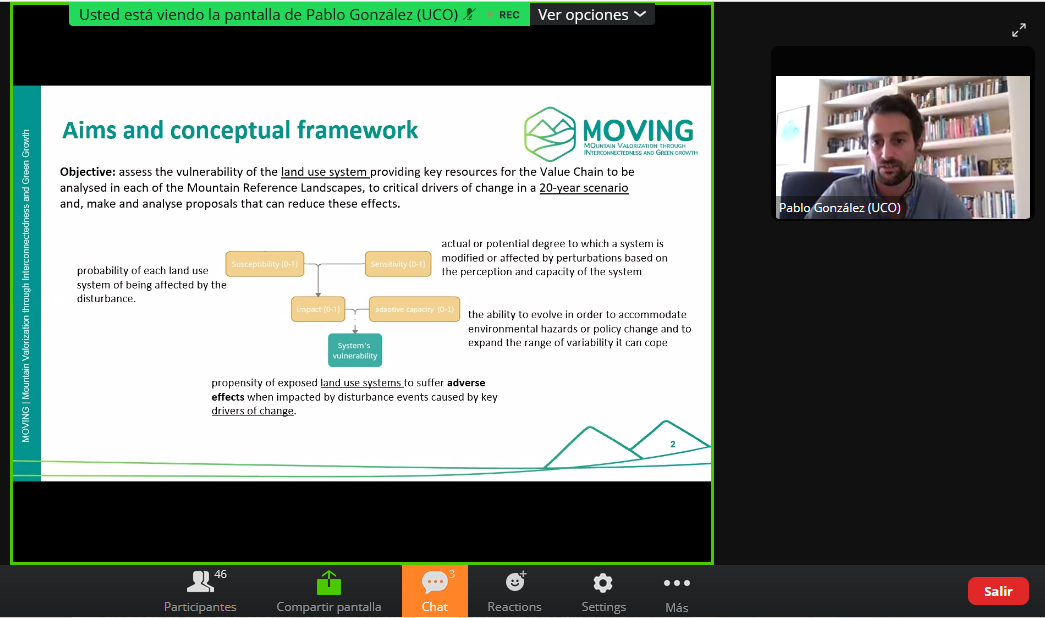 El proyecto #MOVINGH2020 ha realizado hoy el training sobre Análisis de vulnerabilidad de los agroecosistemas donde se han tratado varios objetivos, entre otros, producir y proporcionar herramientas que brinden información sobre activos, sostenibilidad y resiliencia 
#UCO #H2020