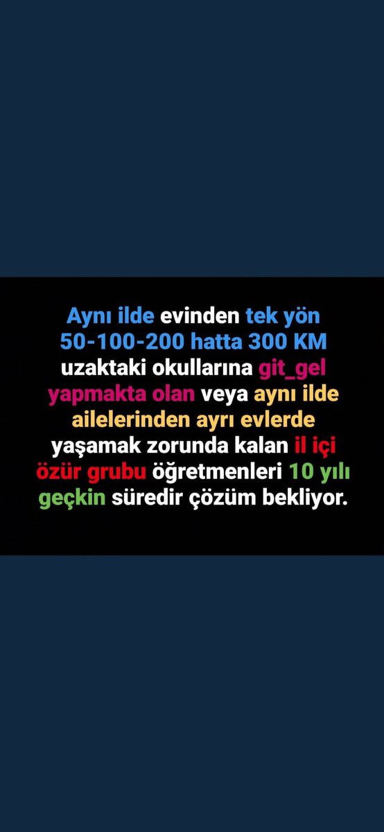 <a href="/MemurSenKonf/">Memur-Sen</a> <a href="/AbdullahCati/">Abdullah ÇATI</a> <a href="/_aliyalcin_/">Ali YALÇIN</a> <a href="/akittv/">AKİT TV</a> İLİÇİÖZÜR öğretmenleri senelerdir 100-200-300km yol gitmekte yada ayrı evlerde yaşamaktadır.
Anayasada güvence altına alınan aile birliğimizin sağlanmasını istiyoruz

<a href="/tcbestepe/">T.C. Cumhurbaşkanlığı</a> <a href="/RTErdogan/">Recep Tayyip Erdoğan</a> <a href="/tcmeb/">Millî Eğitim Bakanlığı</a> <a href="/aebilgili/">Ahmet Emre Bilgili</a> <a href="/fehmirasimcelik/">Fehmi Rasim Çelik</a> <a href="/GelenMustafa/">〽️G</a> <a href="/mebpgm/">Personel Genel Müdürlüğü</a>

#İliçiÖzreİlçeEmri