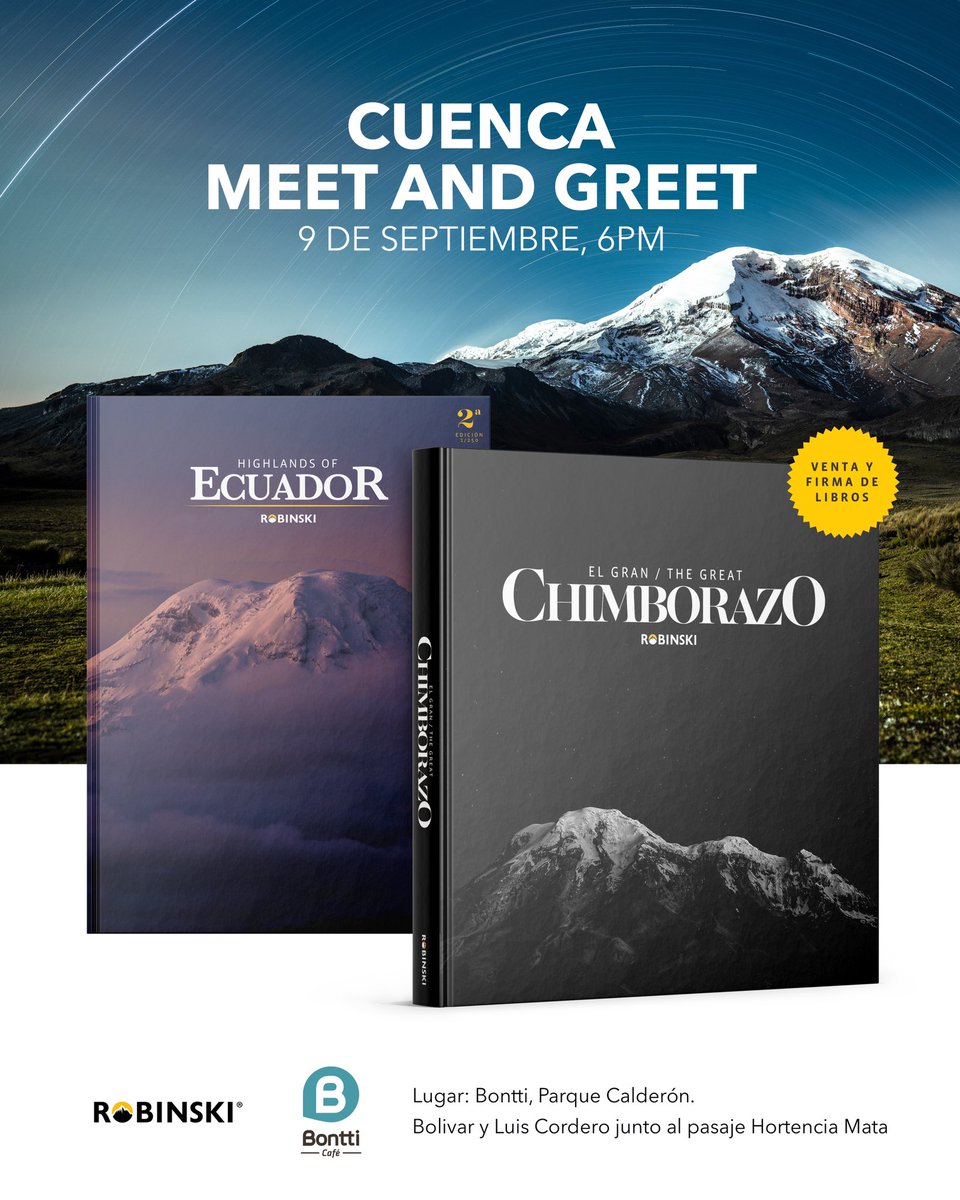 Robinski__'s tweet photo. Amigos de Cuenca! Voy a estar en una pequeña firma de libros y venta también este jueves 9 de septiembre a las 6PM en la cafeteria Bontti. 

(La dirección la puse en la imagen) 😎

Los espero! 🤗🤗 https://t.co/JVfmaFIIAb
