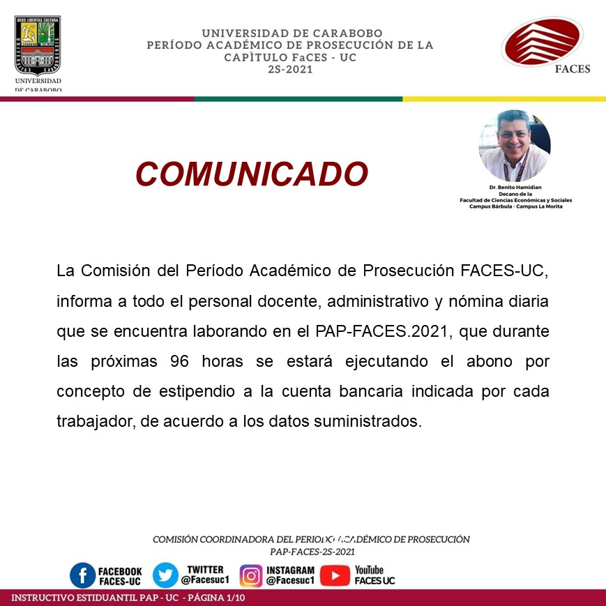 Información de interés para el profesorado que está dictando el PAP FACES UC-2021.