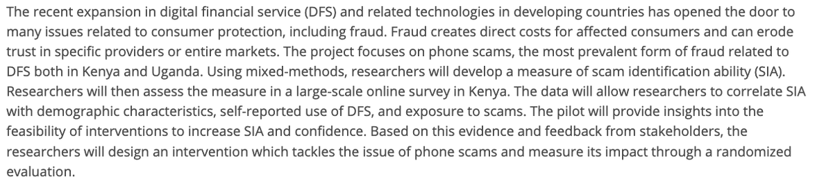 poverty_action's tweet photo. What can social media tell us about #ConsumerProtection? A new study from @LSpantig, Jana Cahlíková, @kaariamwitha, @elifkubilay & @evaraiber will use social media and other consumer data to measure consumers’ ability to identify #DigitalFinancialService scams https://t.co/FUNV9NHcYF