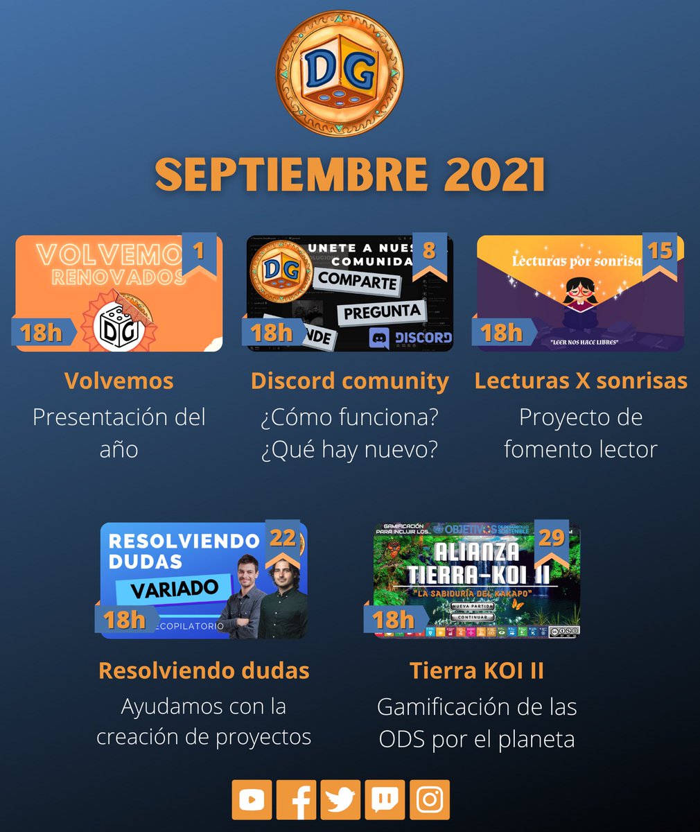 Aquí tenéis nuestro calendario de septiembre. Está lleno de novedades y proyectos muy interesantes. ¡No dejéis de hacernos llegar vuestras dudas para el programa del día 22!