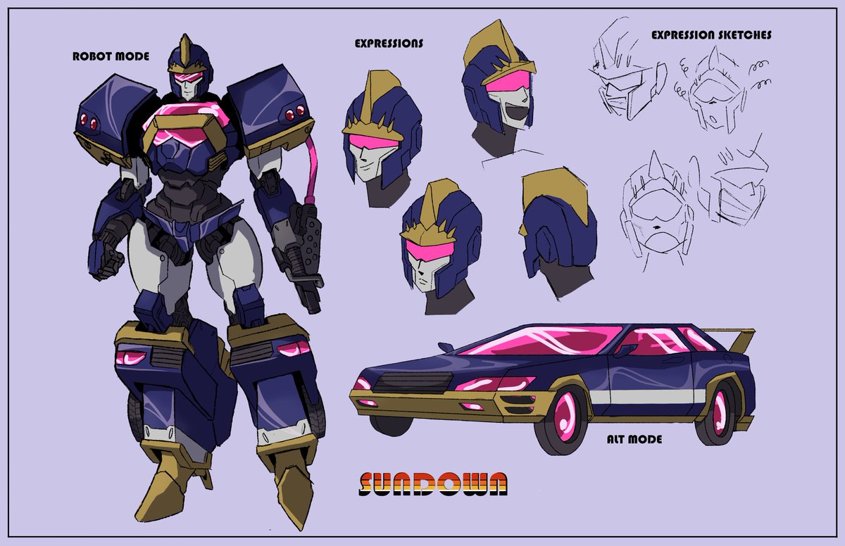 norkmeister's tweet image. Sundown, a #Transformers #OC design commission for @MintyGearSolid 
#Maccadam