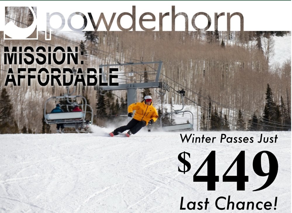 Have you purchased your 21/22 MISSION: AFFORDABLE Season Pass? There's still time, but hurry, prices increase at midnight tonight. Unlimited skiing and snowboarding at Powderhorn without blackout dates for just $449.