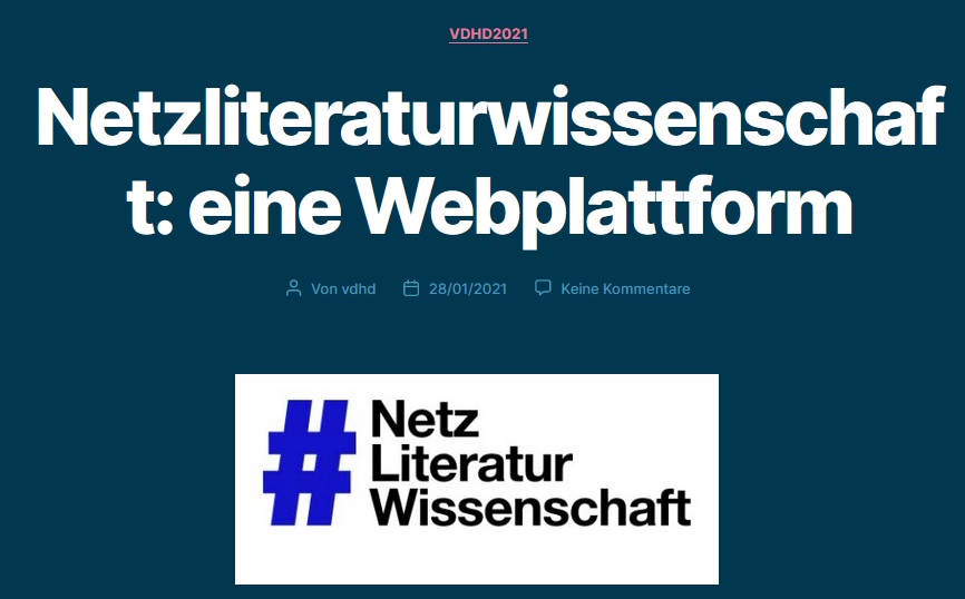 Nicht verpassen!
Morgen (7.9.) findet der 2. Tag der Konferenz 'Netzliteraturwissenschaft: eine Webplattform' mit @DrThomasErnst @NetzLW im Rahmen der #vDHd2021 statt, weitere Informationen dazu gibt es hier: vdhd2021.hypotheses.org/200
#Netzliteraturwissenschaft #NetzLW21