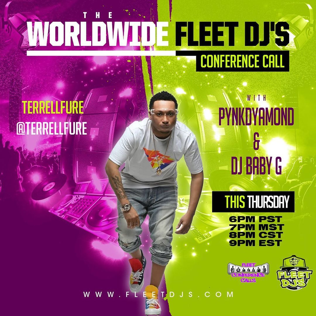 Thursday @ 9:00pm EST Host by @dcsmodel_djpynkdyamond @djbabyg70 @terrellfure will be sitting down EXCLUSIVELY  with The WORLD WIDE @FleetDJs to talk about new projects And Streaming live on Instagram & Twitter Follow @fleetdjs on both WE BREAK RECORDS