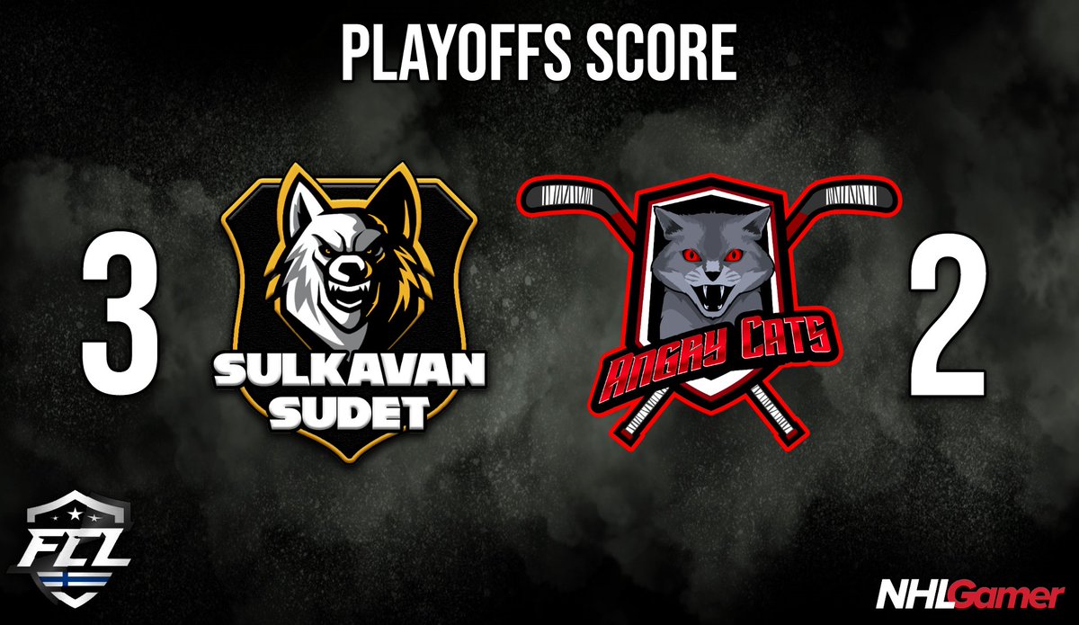 Hooowlooooowoooo!

The first #FCL2021 playoff round was played and Wolfpack proceed to the second round.

Thank you <a href="/AngryCats_EASHL/">Angry Cats</a> for the tight series and good games!

Tonight the games continue.

<a href="/NHLGamerCOM/">NHLGamer</a> <a href="/esm_gg/">eSM 2023</a> #MukanaWilhelm #KouvolanLakritsi #esportsfi