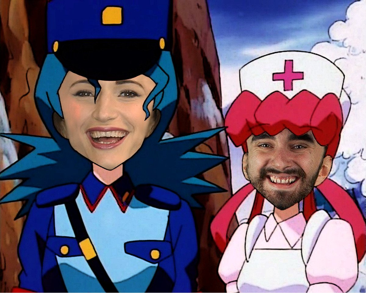VeryEuclidean's tweet photo. Let me introduce you to your Pokemon emergency services duo: Officer Lydia and Nurse Barry! 

@barryharryy @SquidGaming https://t.co/T2qypwrwcP