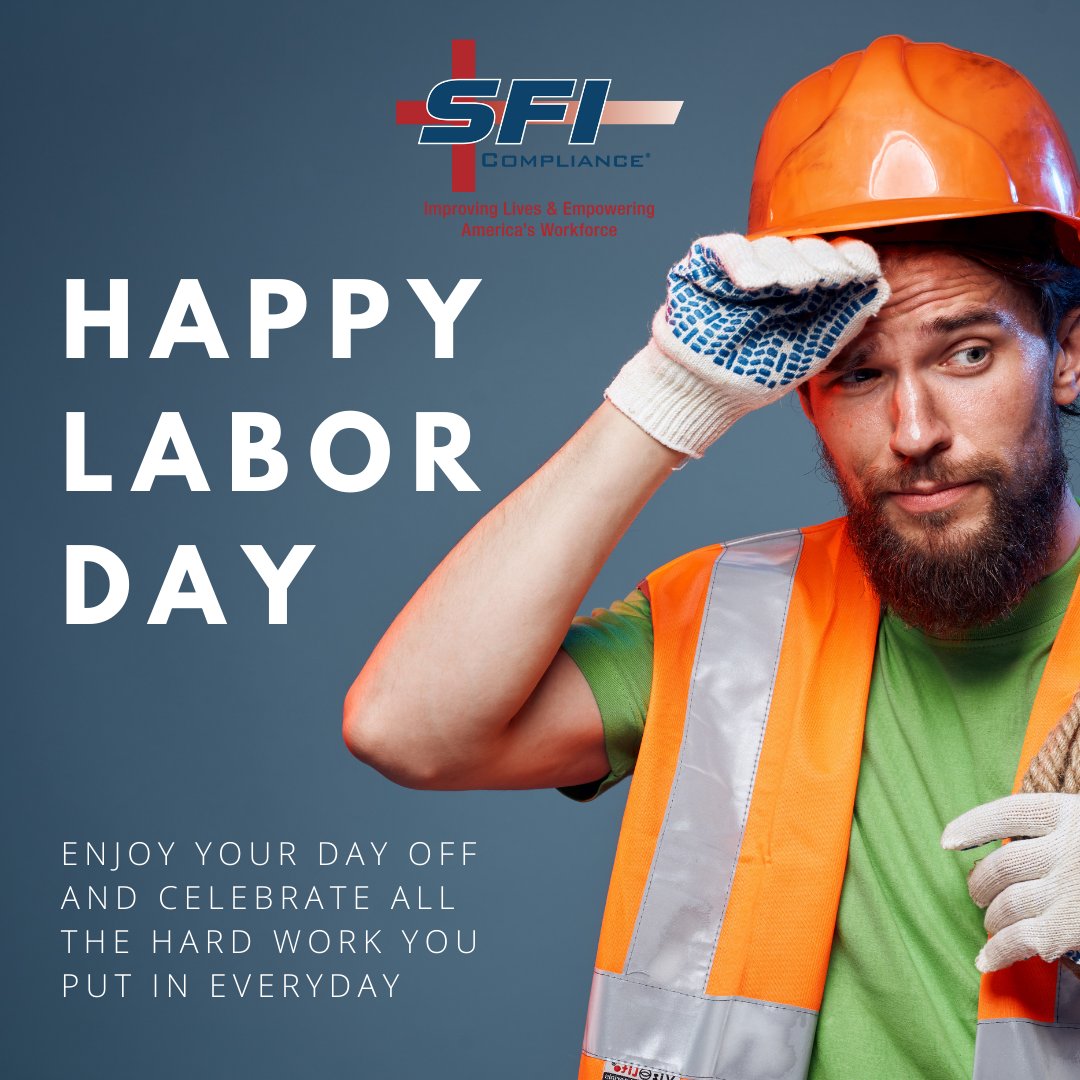Happy Labor Day!

#SafetyTraining #SafetyFirst #WorkplacePrograms #WorkplaceTraining #WorkplaceInspections #Colorado #Texas #Arizona