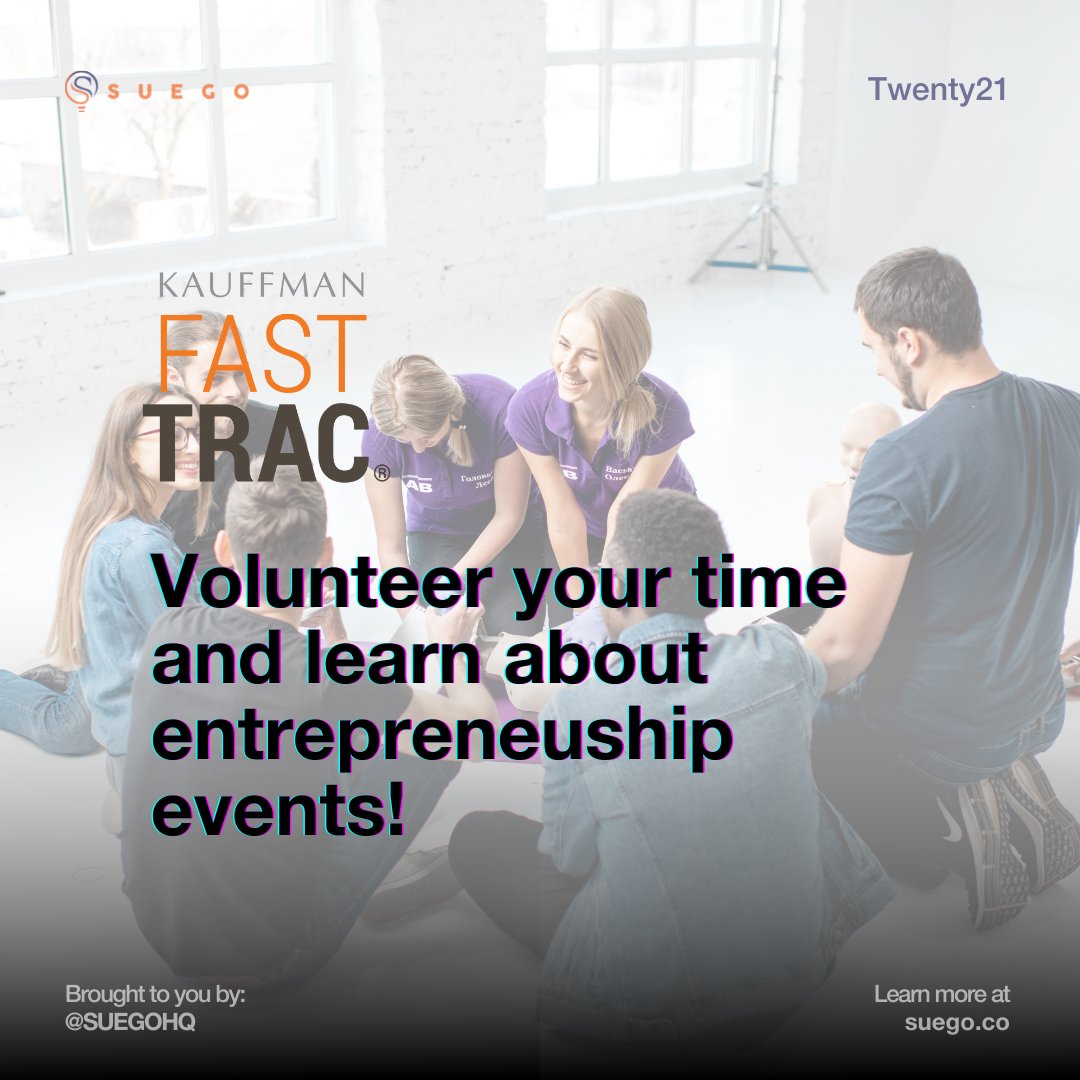 SuegoHQ's tweet image. Volunteer at the Kauffman FastTrac!

Volunteer for this event and others. Register now If you are interested in volunteering your time for SUEGO Programming &amp;amp; Events in 2021.

Sign up now here:
go.suego.co/3xwfssz

#remoteprogram #founders #startup #community #venture