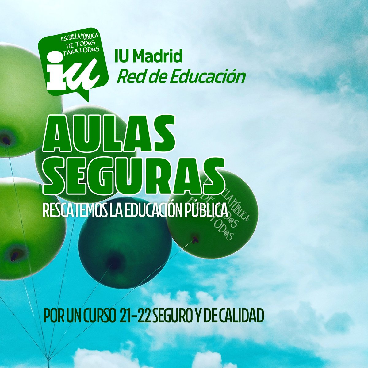 💚Comienza el nuevo curso académico y queremos compartir con vosotros las exigencias que desde @IUMadrid  presentamos al Gobierno autonómico para garantizar una #VueltaSegura21_22 y una Educación Pública de calidad.

#SOSbajadRatios 
#AulasSeguras

👇🏼Abrimos hilo.