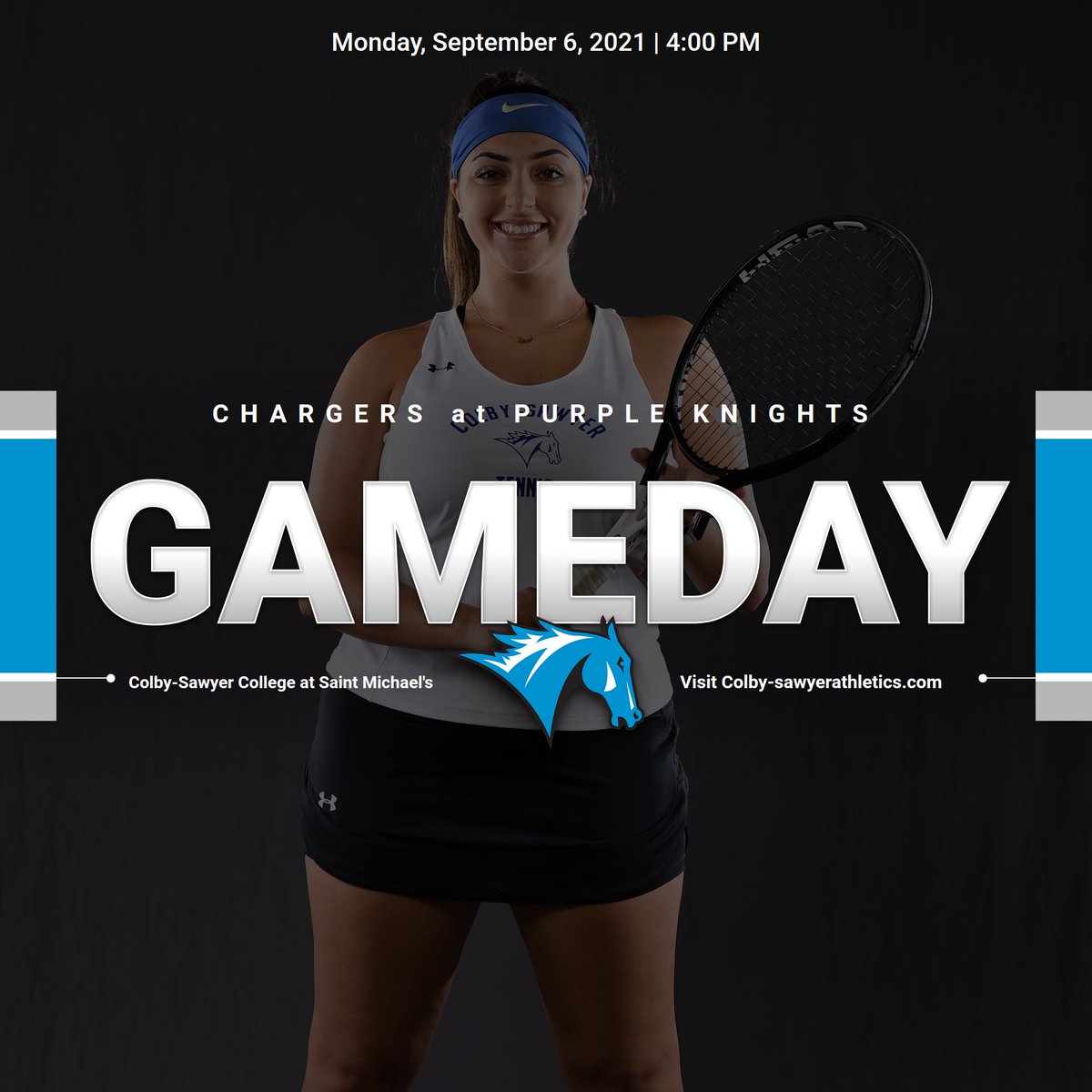 CSCTennis's tweet photo. Match Day on the Road! Tune in to watch us take on the Purple Knights today at 4PM! 

🆚 @smcathletics
📍 Saint Michael's Courts
🕚 4:00 PM

#GoChargers 🎾 https://t.co/759AMRKok1