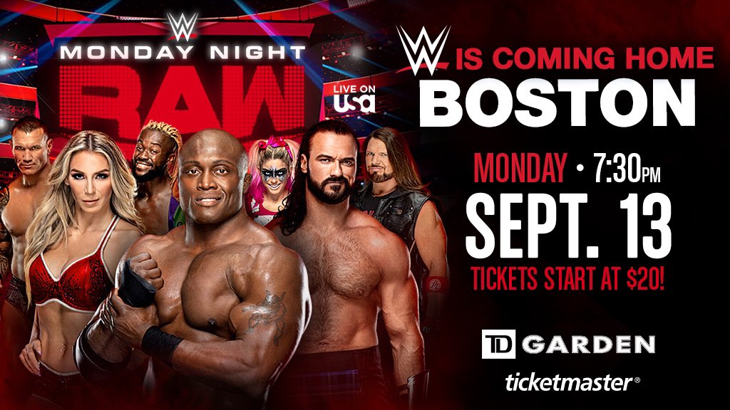 ARCGMedia's tweet photo. #BREAKING: Next week, for the first time, the #ARCGWWETour lands at the @tdgarden in Boston. We are so excited and can't wait for another great episode of #MondayNightRAW.
#RAWBoston #RAW #WWERaw #SummerOfCena https://t.co/F4Wstp0ILk